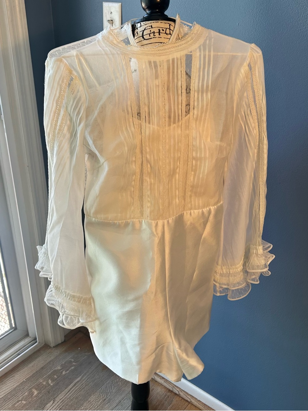 Jorya Victorian sheer long sleeve romper